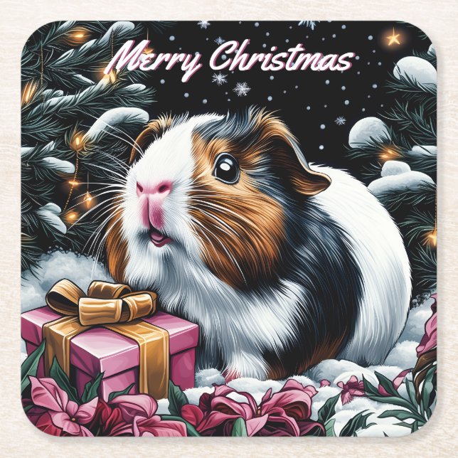 Guinea-Gris-jul Underlägg Papper Kvadrat (Framsidan)