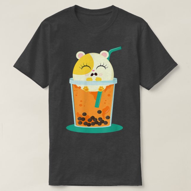 Guinea gris Kärlek Bubble Tea cavy Anime Japansk T Shirt (Design framsida)