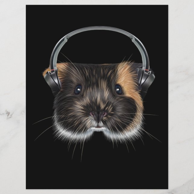 Guinea Gris med hörlurar (Framsida)