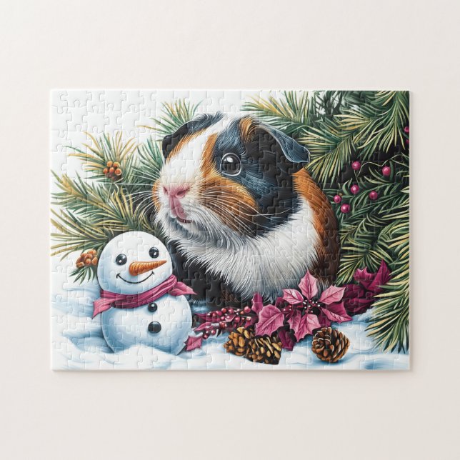 Guinea Gris med Snögubbe Pussel (Horisontell)