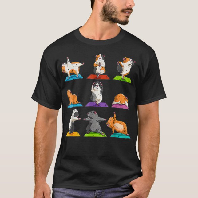 Guinea Gris Meditation Zen Fitness Yoga Guinea Gri T Shirt (Framsida)