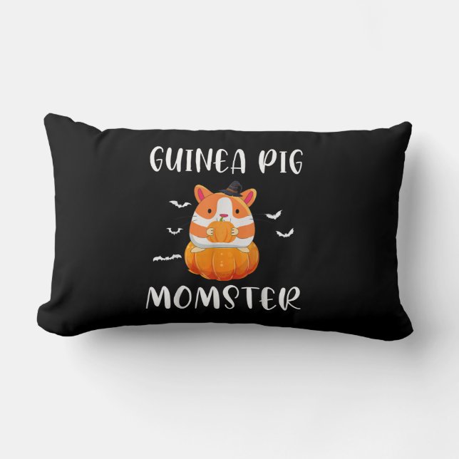 Guinea Gris Momster Pumpkin Monster Funny Hallowee Lumbarkudde (Framsida)
