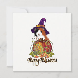 Guinea Gris 'n Pumpkin Halloween Kort