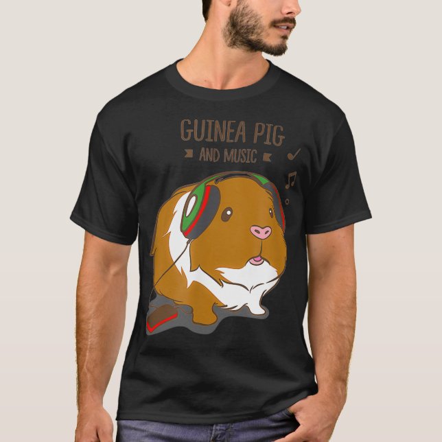 Guinea Gris och Music Funny Rodent T Shirt (Framsida)