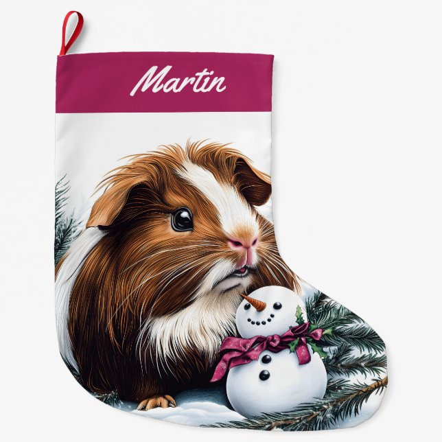 Guinea Gris och Snögubbe Stor Julstrumpa (Framsidan)