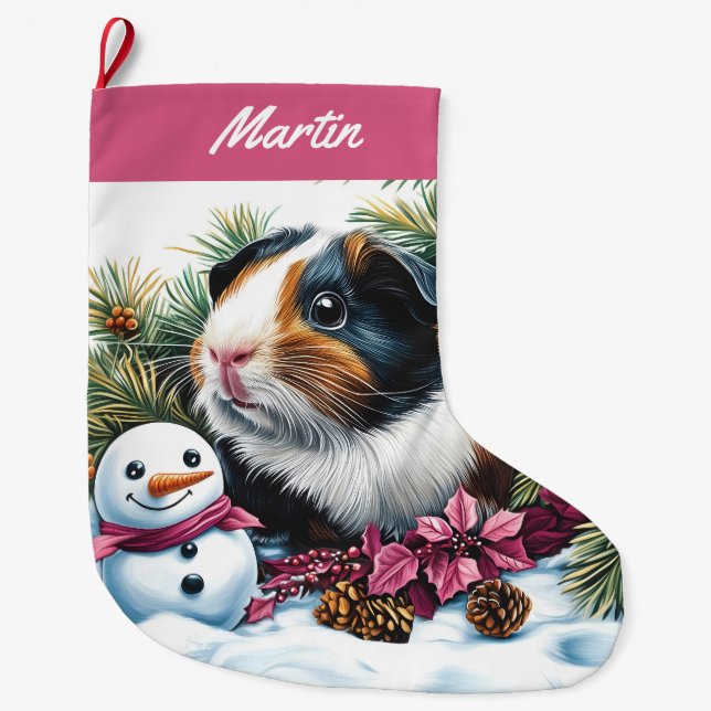 Guinea Gris och Snögubbe Stor Julstrumpa (Framsidan)