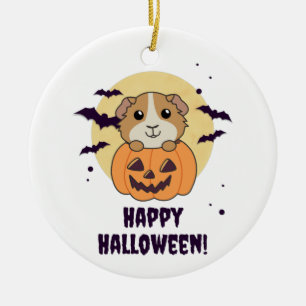 Guinea Gris Pumpkin Sweet Animals Happy halloween Julgransprydnad Keramik