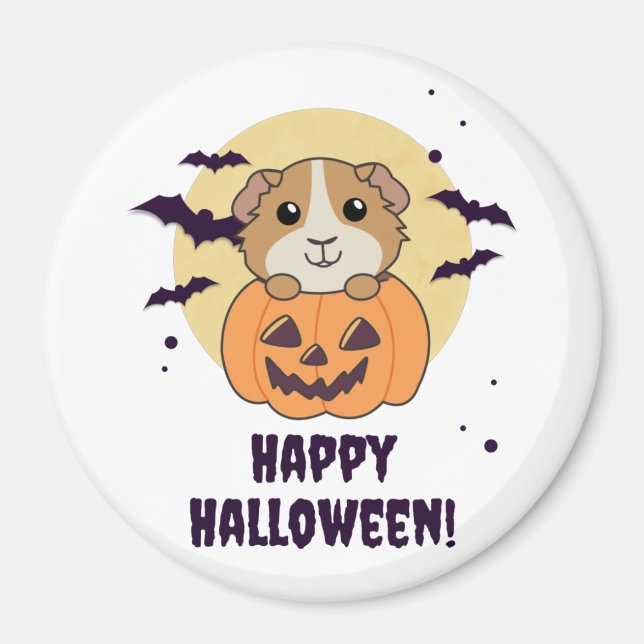 Guinea Gris Pumpkin Sweet Animals Happy halloween  Magnet (Framsidan)