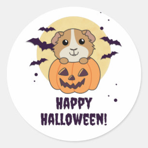 Guinea Gris Pumpkin Sweet Animals Happy halloween Runt Klistermärke