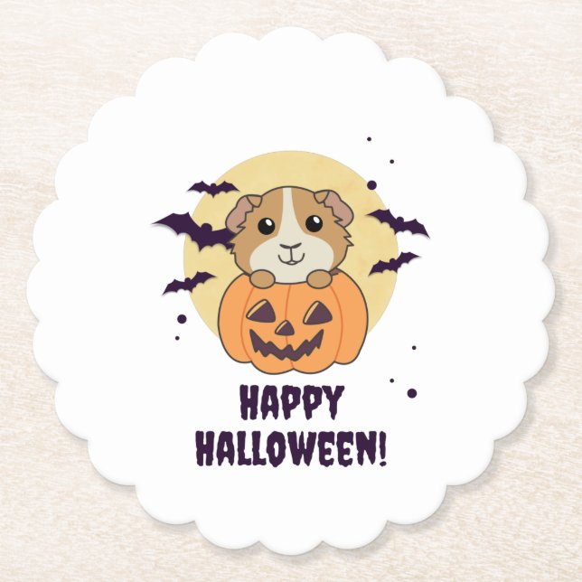 Guinea Gris Pumpkin Sweet Animals Happy halloween Underlägg Papper (Framsida)