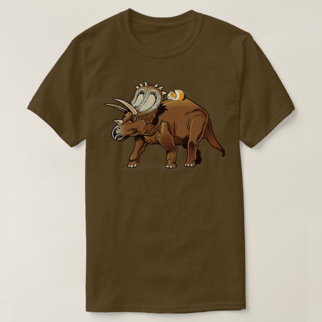 Guinea Gris Riding Triceratops Dinosaur Funny Grap T Shirt (Design framsida)