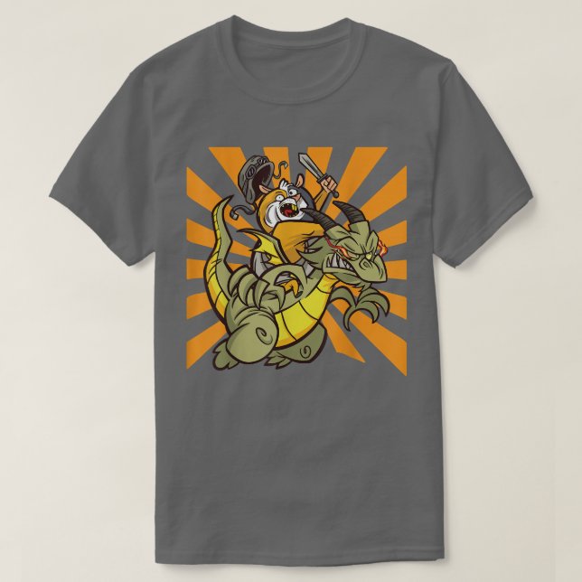 Guinea Gris ridning Dragon T Shirt (Design framsida)
