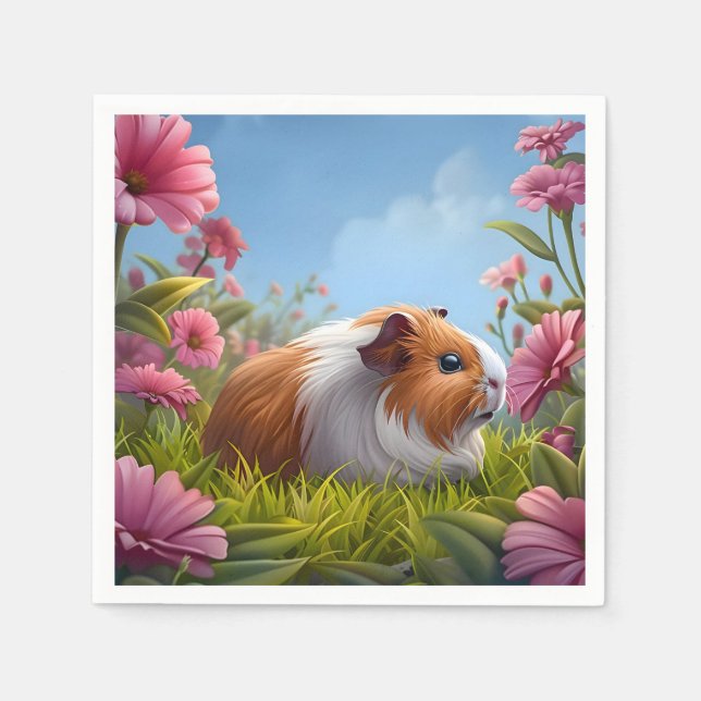 Guinea Gris Rosa Flower Paradise Pappersservett (Framsidan)