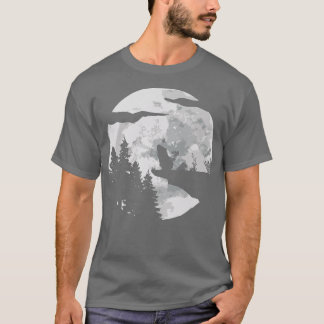 Guinea Gris Silhouette nattetid med Måne Guinea T Shirt