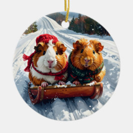 Guinea Gris Sled Ride jul Julgransprydnad Keramik