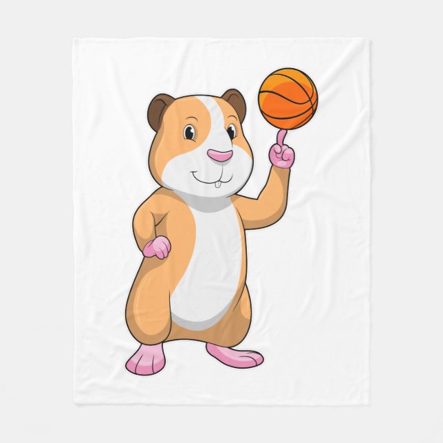 Guinea gris som basketspelare med Basketball.pn. Fleecefilt (Framsidan)