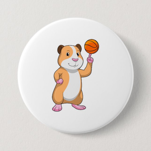 Guinea gris som basketspelare med Basketball.pn. Knapp (Framsida)