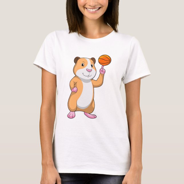 Guinea gris som basketspelare med Basketball.pn. T Shirt (Framsida)