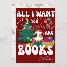 Guinea Gris som läser Bok under Julgran Julkort