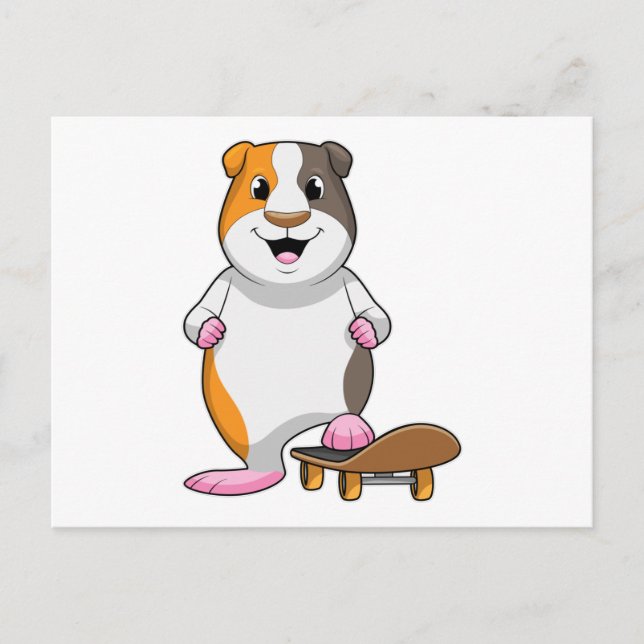 Guinea gris som Skater med Skateboard Vykort (Framsida)