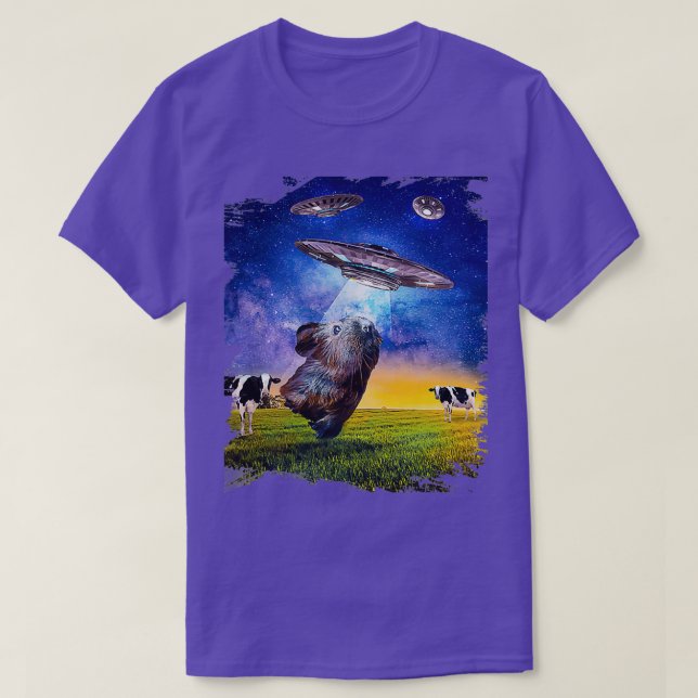 Guinea Gris Ufo Abduction Cute Farm T Shirt (Design framsida)