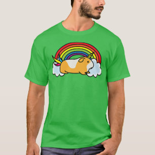 Guinea Gris Unicorn Rainbow Clouds Lycklig Positiv T Shirt