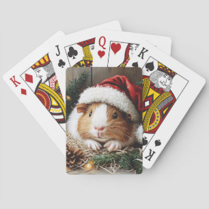 Guinea Gris Wearing a Santa Hat Casinokort