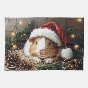 Guinea Gris Wearing a Santa Hat Kökshandduk