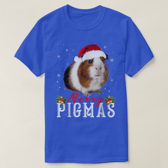 Guinea Gris Wearing Santa Hat Snowflake Dekoration T Shirt (Design framsida)