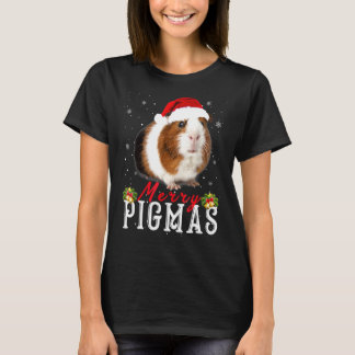 Guinea Gris Wearing Santa Hat Snowflake Dekoration T Shirt