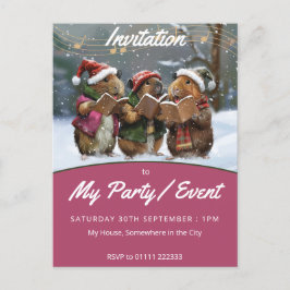 Guinea Gris Winter Singers Inbjudan Vykort