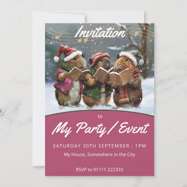 Guinea Gris Winter Singers Inbjudningar (Framsida)