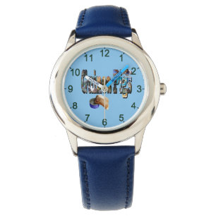 Guinea Grisar är Ord, Kids Leather Wristwatch Armbandsur