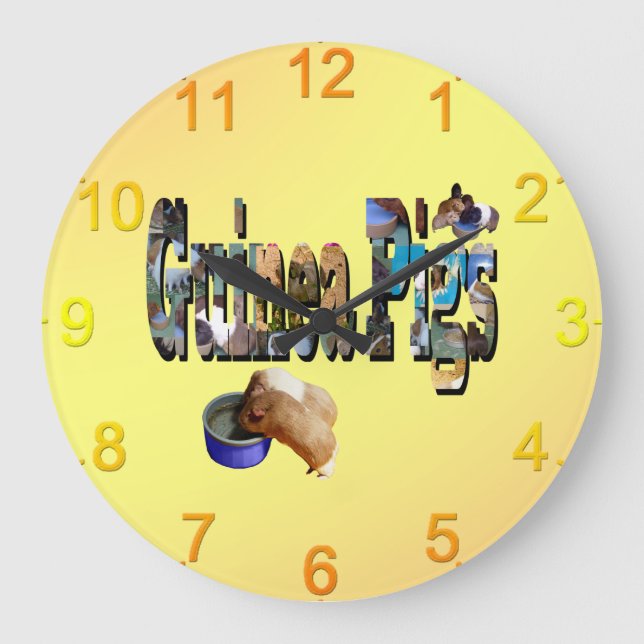 Guinea Grisar är Ord, Lge Wall Clock Stor Klocka (Framsida)