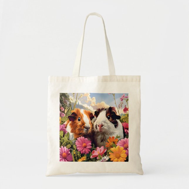 Guinea Grisar Bland Wildblommor Tygkasse (Framsidan)