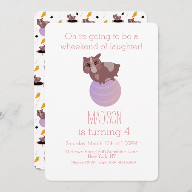 Guinea Grisar Fitness Gym Inbjudningar (Fram/baksida)