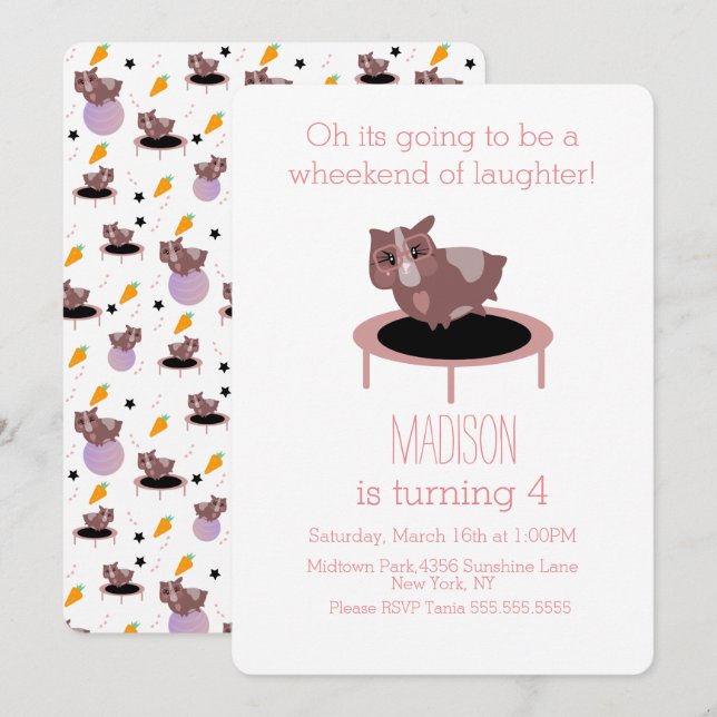 Guinea Grisar Fitness Gym Inbjudningar (Fram/baksida)