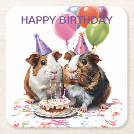 Guinea Grisar Födelsedagsfest Square Underlägg Papper Kvadrat