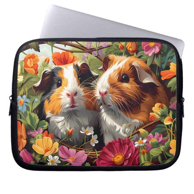 Guinea-Grisar: Garden Blooms Laptop Fodral (Framsidan)