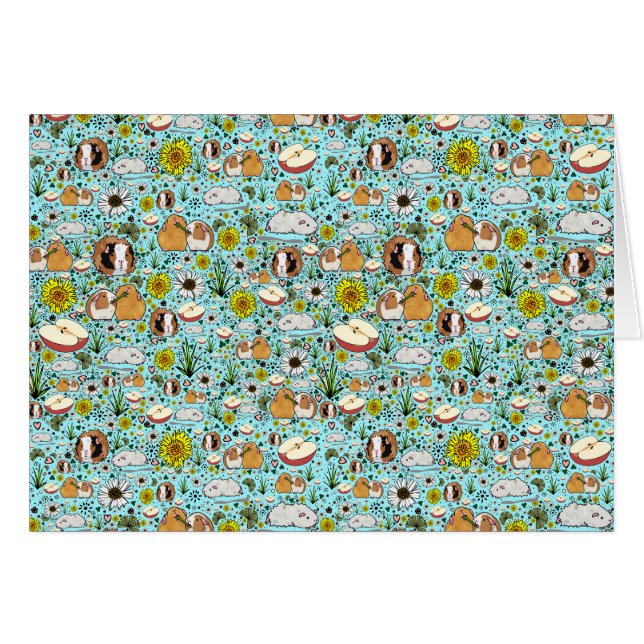 Guinea Grisar i Blue Hälsningskort (Framsidan Horizontal)