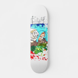 Guinea Grisar i en bur Mini Skateboard Bräda 18,5 Cm