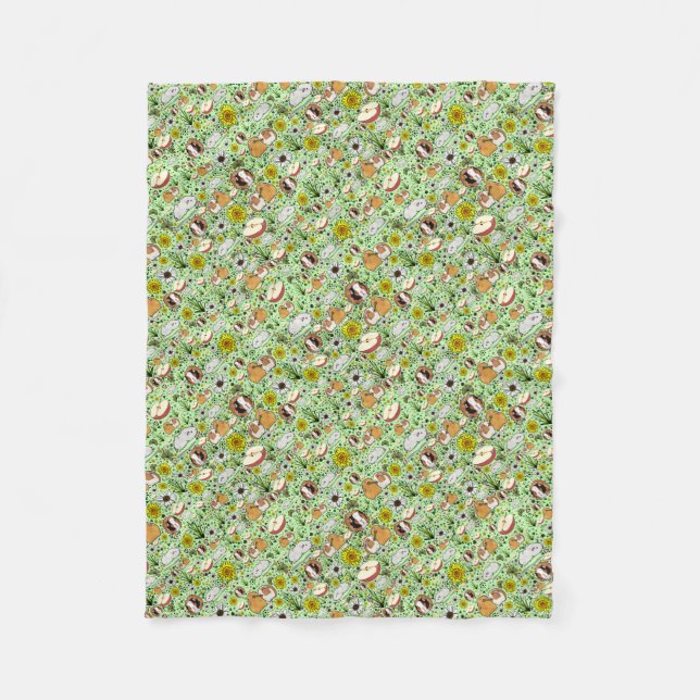 Guinea Grisar i Grönt Fleecefilt (Framsidan)