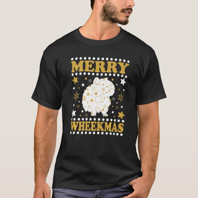 Guinea Grisar Merry Wheekmas jul Jungkampinjon Gui T Shirt (Framsida)