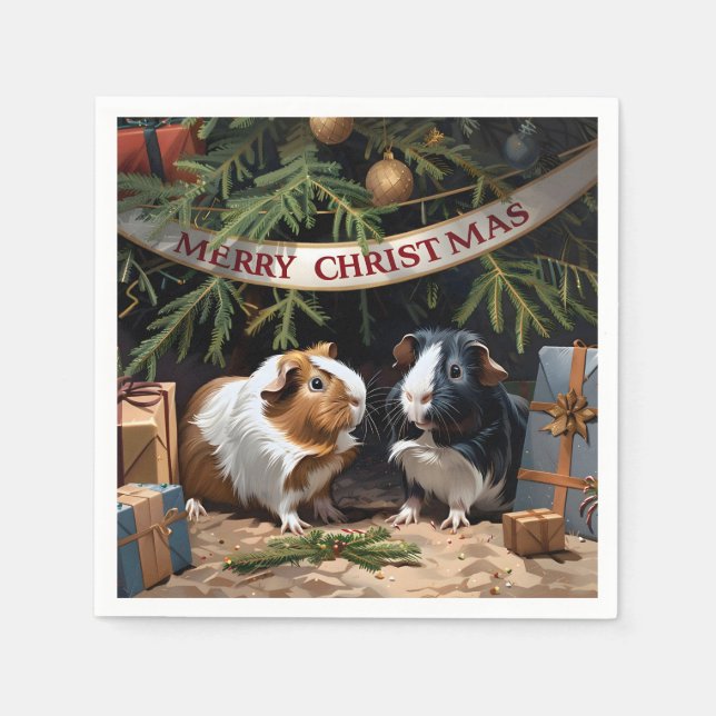 Guinea Grisar och Julgran Pappersservett (Framsidan)