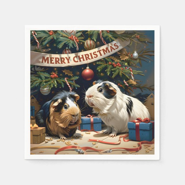 Guinea Grisar och Julgran Pappersservett (Framsidan)