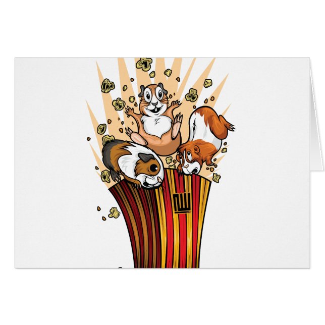 Guinea Grisar Popcorn Hälsningskort (Framsidan Horizontal)