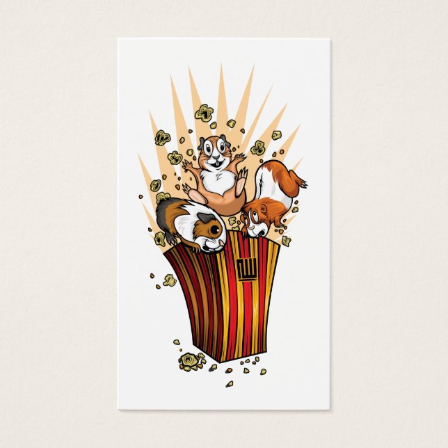 Guinea Grisar Popcorn Visitkort (Framsidan)