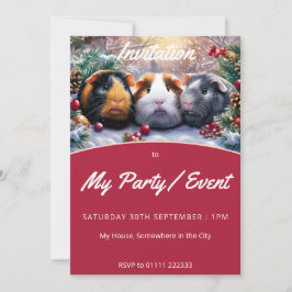 Guinea Grisar Winter Wonderland Inbjudningar