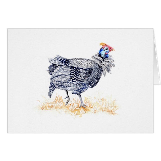 Guinea hen hälsningskort (Framsidan Horizontal)