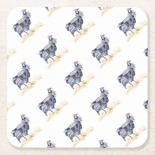 Guinea hen underlägg papper kvadrat (Framsidan)